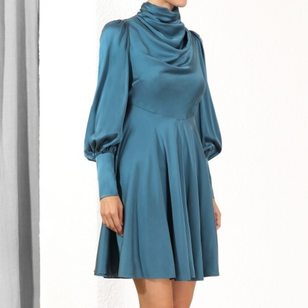Zimmermann Cowl Short Dress (Teal) Size 1